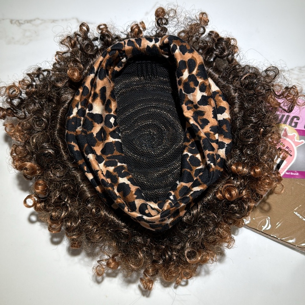 HAIR, Kinky Curly Afro Pixie with headband attached, Highlighted - Picture 9 of 10